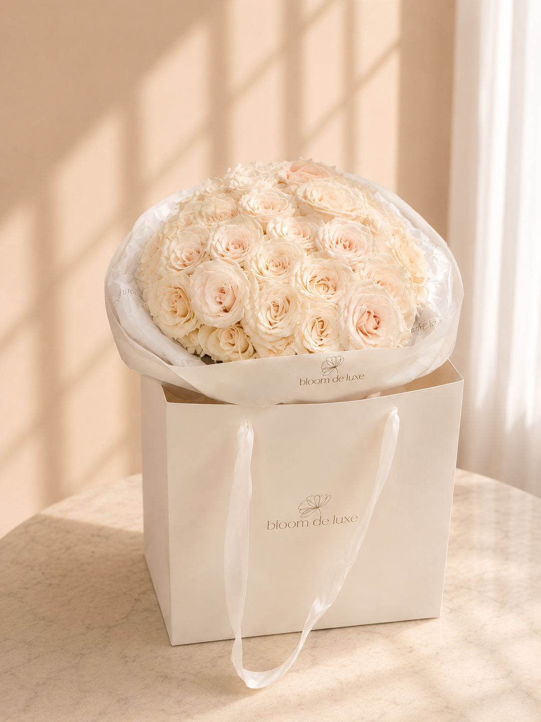 Ivory Bloom — luxury pure white roses bouquet, Gold Coast flower delivery